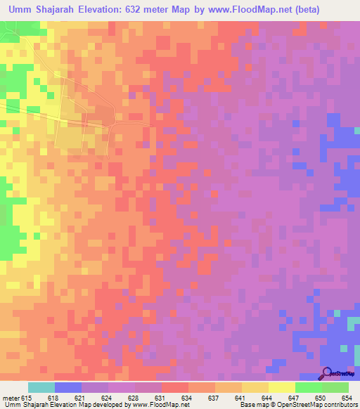 Umm Shajarah,Sudan Elevation Map