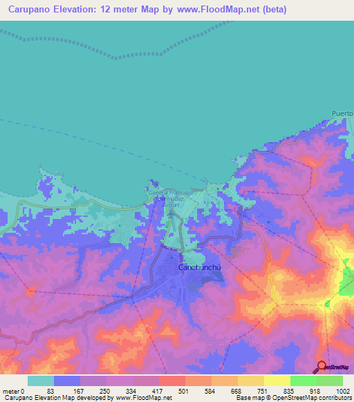 Carupano,Venezuela Elevation Map