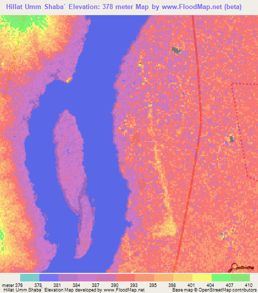 Hillat Umm Shaba`,Sudan Elevation Map
