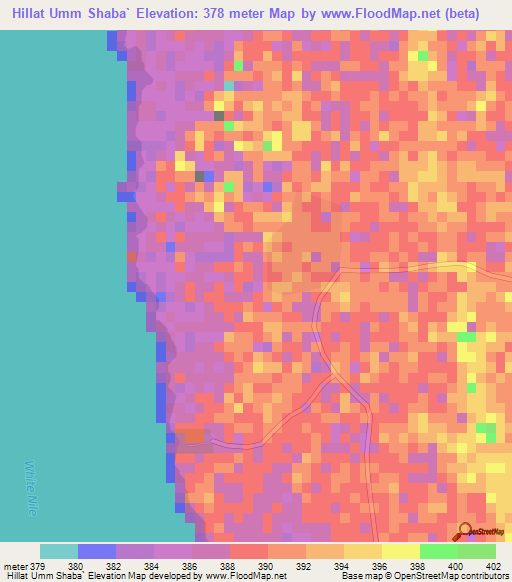 Hillat Umm Shaba`,Sudan Elevation Map