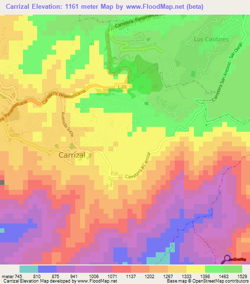 Carrizal,Venezuela Elevation Map