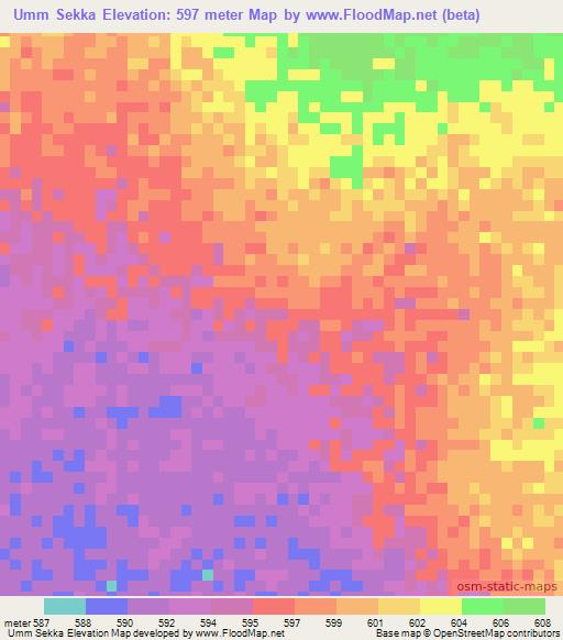Umm Sekka,Sudan Elevation Map