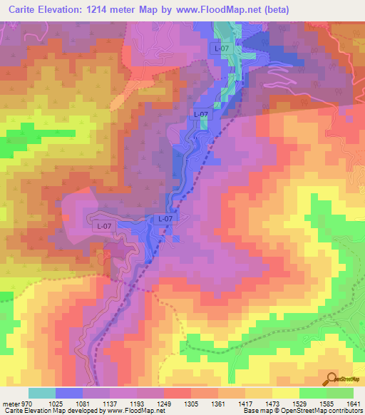 Carite,Venezuela Elevation Map