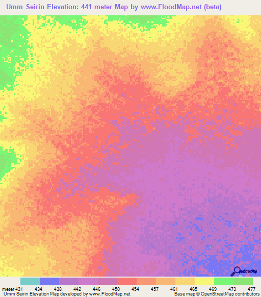 Umm Seirin,Sudan Elevation Map