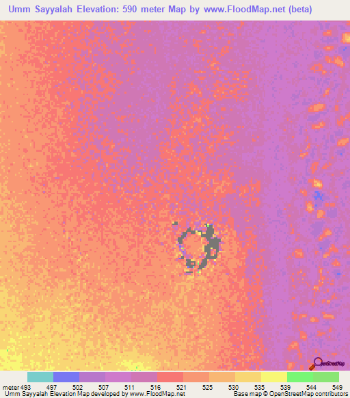 Umm Sayyalah,Sudan Elevation Map