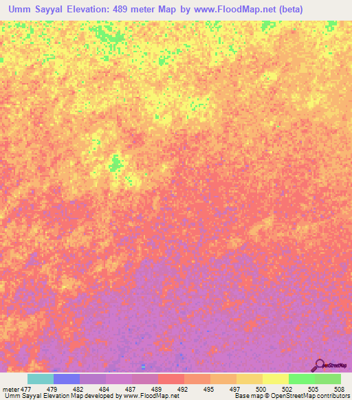 Umm Sayyal,Sudan Elevation Map