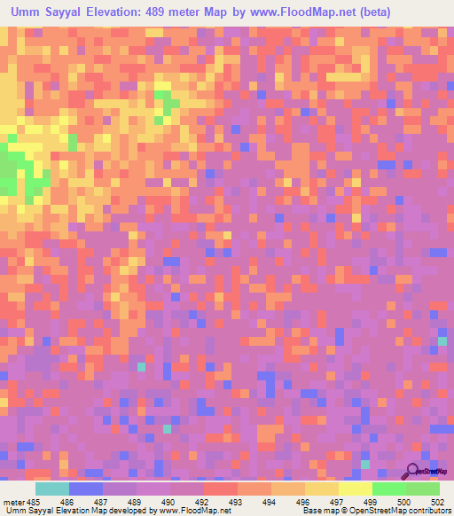 Umm Sayyal,Sudan Elevation Map