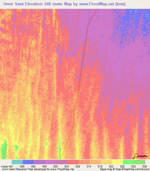 Umm Sawt,Sudan Elevation Map