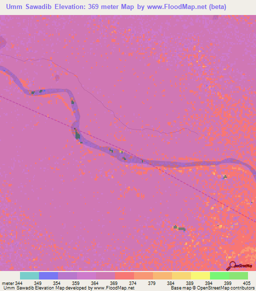 Umm Sawadib,Sudan Elevation Map