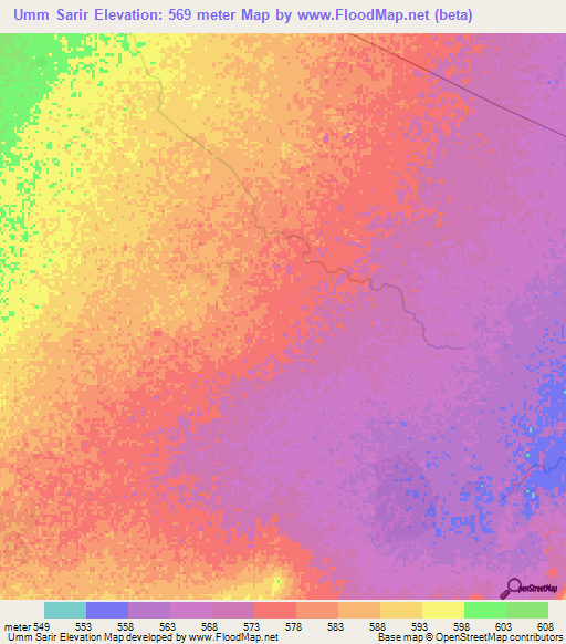 Umm Sarir,Sudan Elevation Map