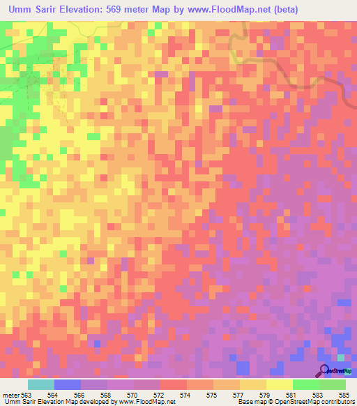 Umm Sarir,Sudan Elevation Map