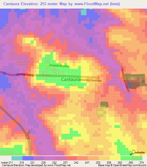 Cantaura,Venezuela Elevation Map