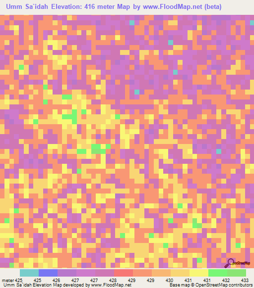 Umm Sa`idah,Sudan Elevation Map
