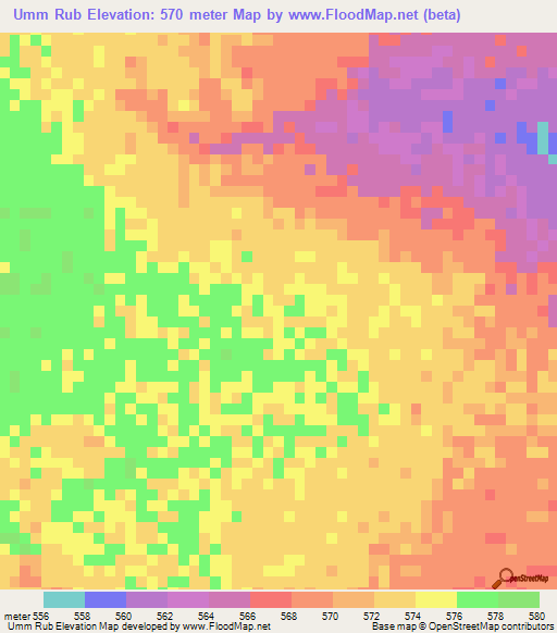 Umm Rub,Sudan Elevation Map