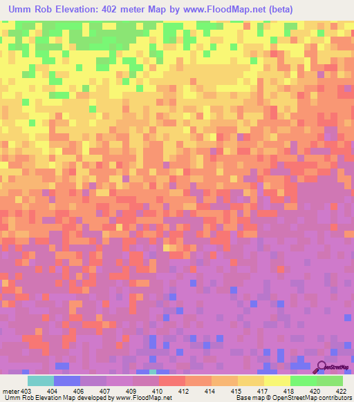 Umm Rob,Sudan Elevation Map
