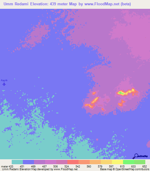 Umm Redami,Sudan Elevation Map