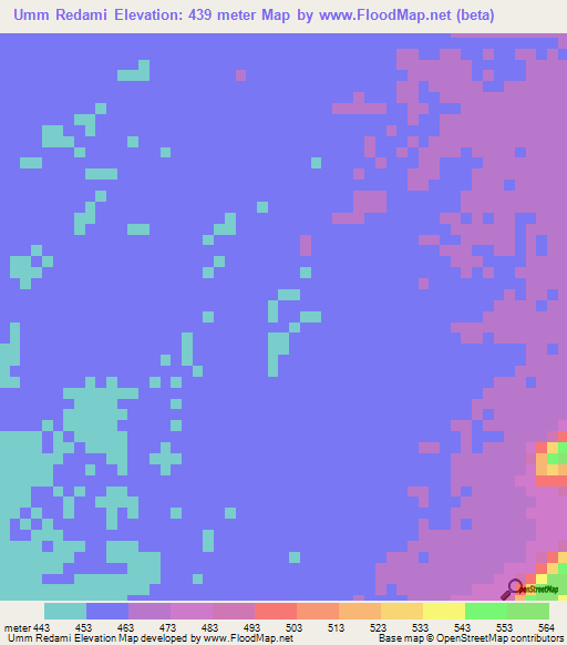 Umm Redami,Sudan Elevation Map