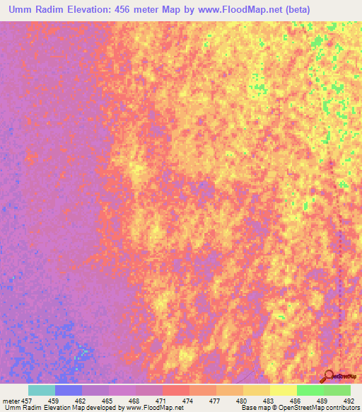 Umm Radim,Sudan Elevation Map