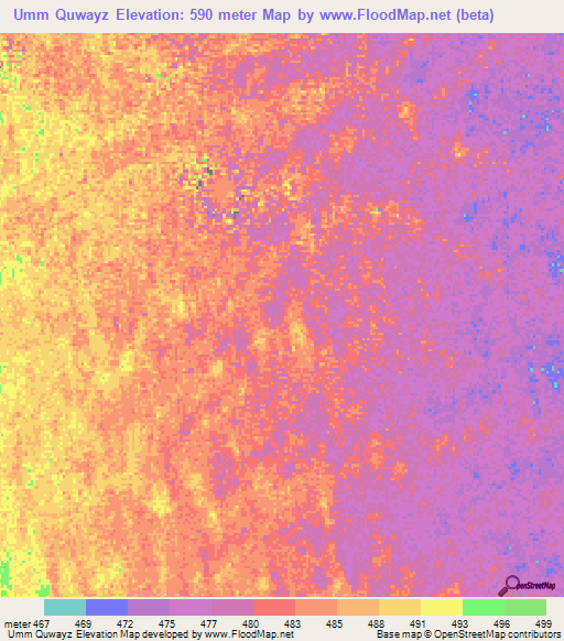 Umm Quwayz,Sudan Elevation Map
