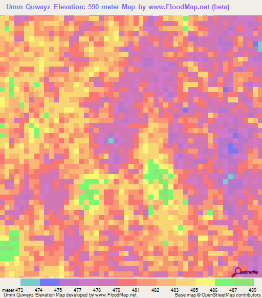 Umm Quwayz,Sudan Elevation Map
