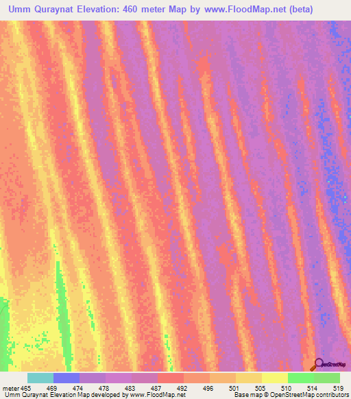 Umm Quraynat,Sudan Elevation Map