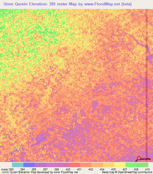 Umm Qurein,Sudan Elevation Map