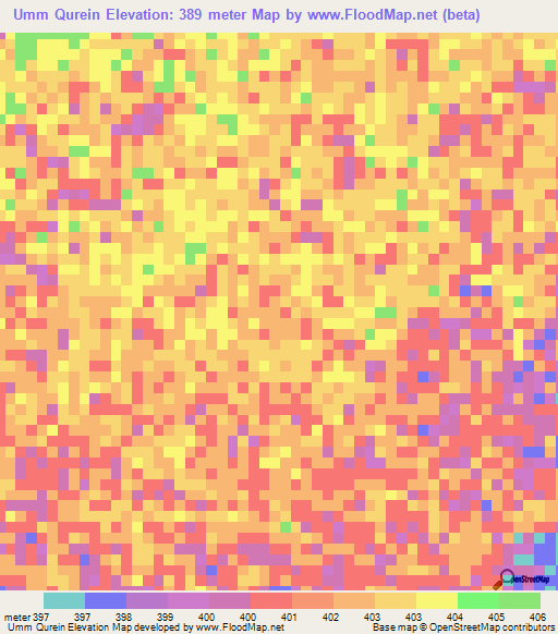 Umm Qurein,Sudan Elevation Map