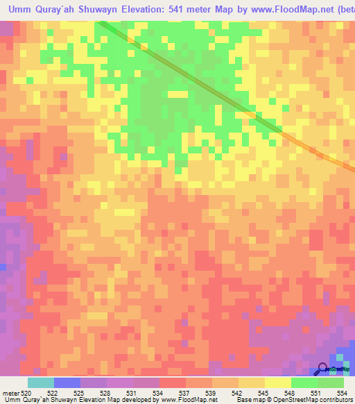 Umm Quray`ah Shuwayn,Sudan Elevation Map