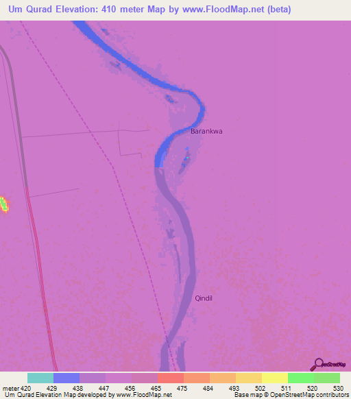 Um Qurad,Sudan Elevation Map