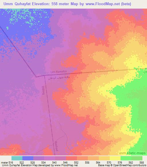 Umm Quhayfat,Sudan Elevation Map