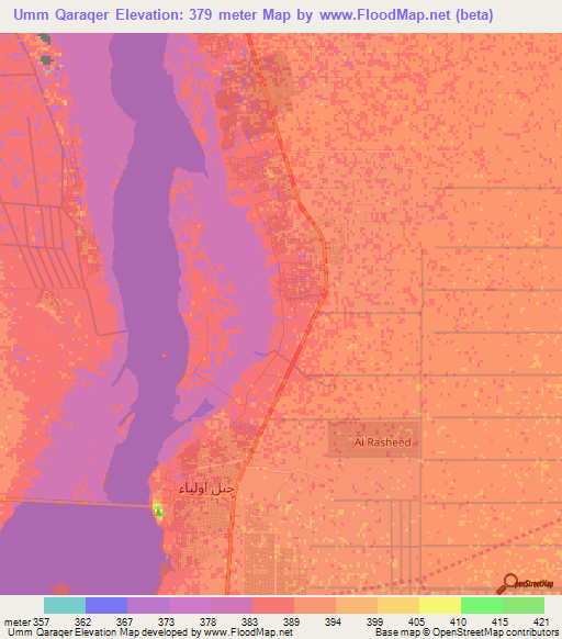 Umm Qaraqer,Sudan Elevation Map