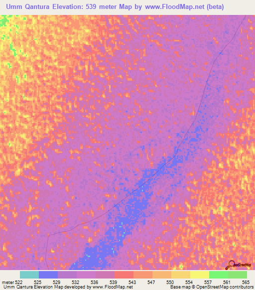 Umm Qantura,Sudan Elevation Map