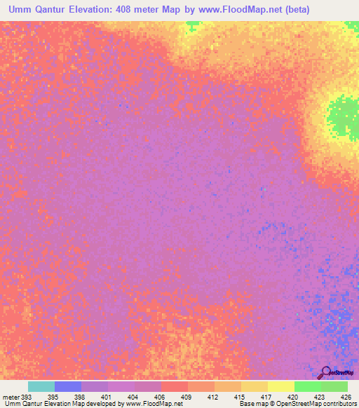 Umm Qantur,Sudan Elevation Map