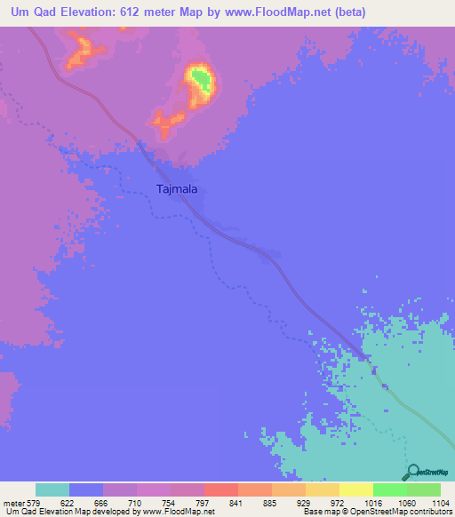 Um Qad,Sudan Elevation Map