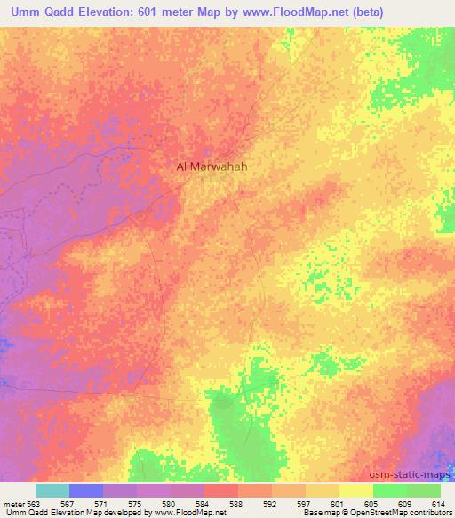 Umm Qadd,Sudan Elevation Map