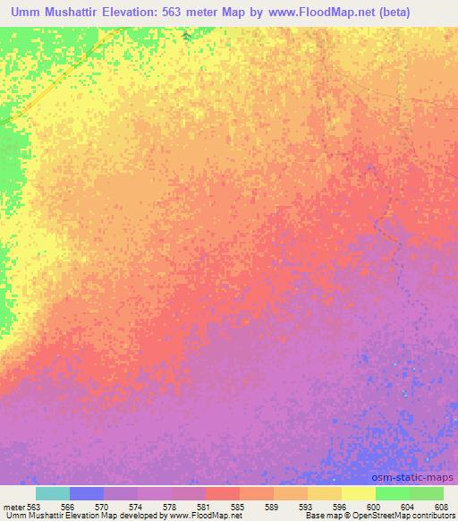 Umm Mushattir,Sudan Elevation Map
