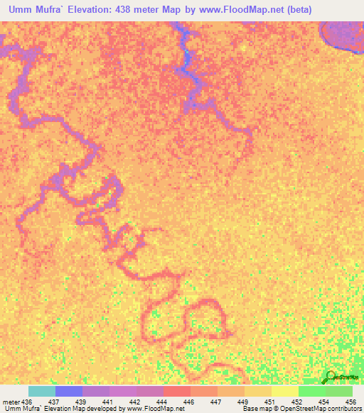 Umm Mufra`,Sudan Elevation Map