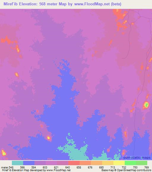 Miref`ib,Sudan Elevation Map