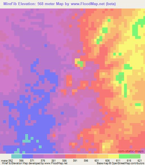 Miref`ib,Sudan Elevation Map