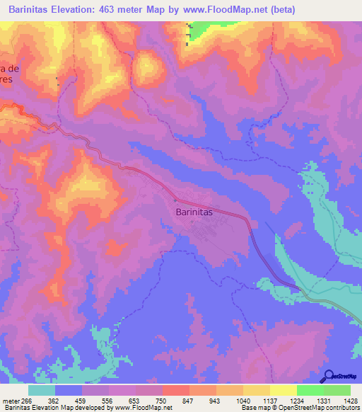Barinitas,Venezuela Elevation Map