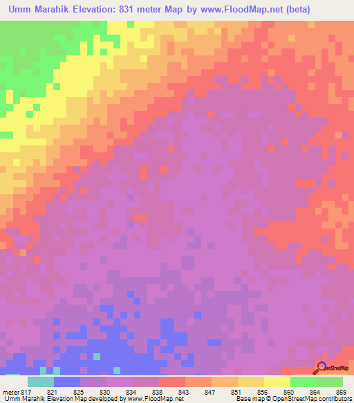 Umm Marahik,Sudan Elevation Map