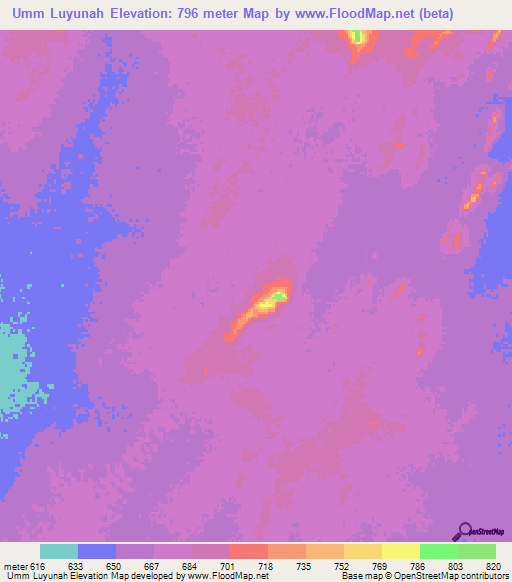Umm Luyunah,Sudan Elevation Map