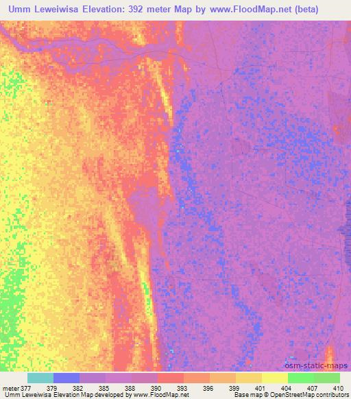 Umm Leweiwisa,Sudan Elevation Map