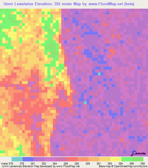 Umm Leweiwisa,Sudan Elevation Map