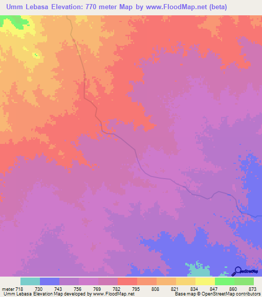 Umm Lebasa,Sudan Elevation Map