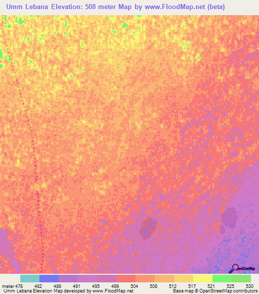 Umm Lebana,Sudan Elevation Map