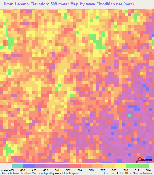 Umm Lebana,Sudan Elevation Map