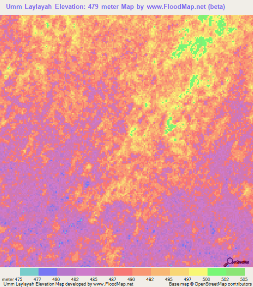 Umm Laylayah,Sudan Elevation Map