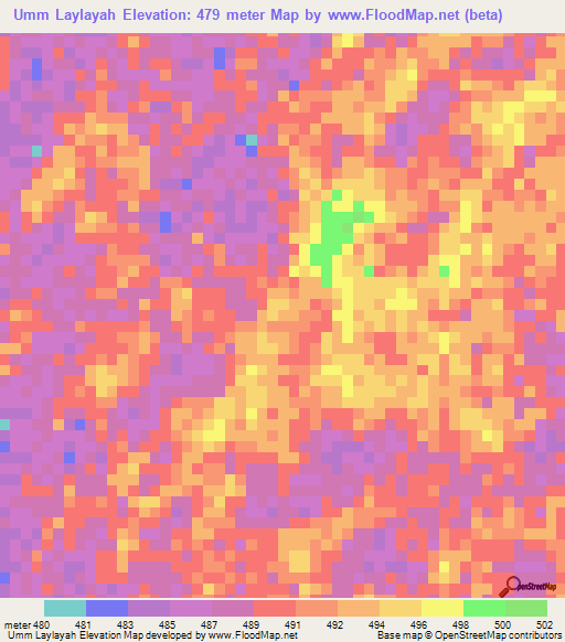 Umm Laylayah,Sudan Elevation Map