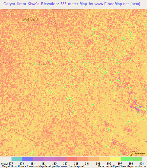 Qaryat Umm Kiwe`a,Sudan Elevation Map